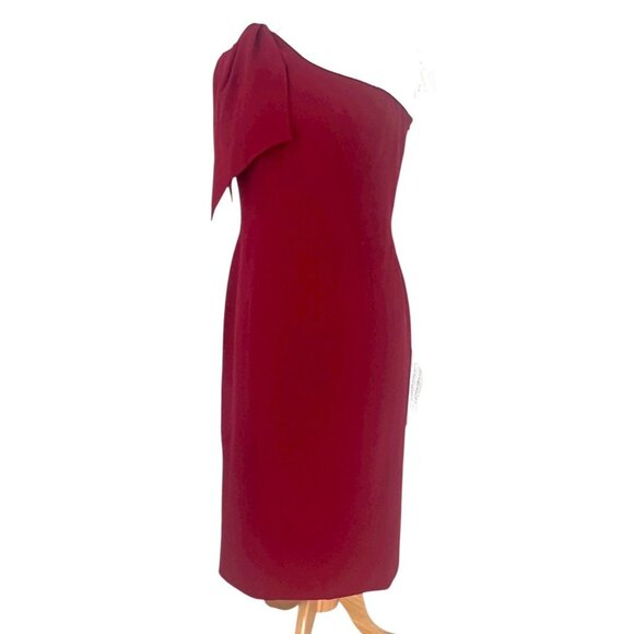Dress The Population Tiffany One-Shoulder Midi Dress  Garnet Red Size XL NWT - Picture 1 of 16
